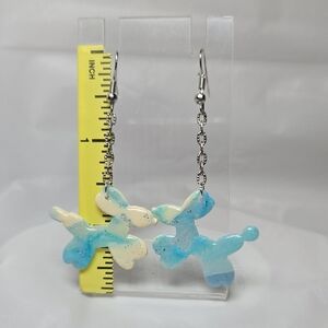 #236- Blue and Cream Balloon Dog Earrings